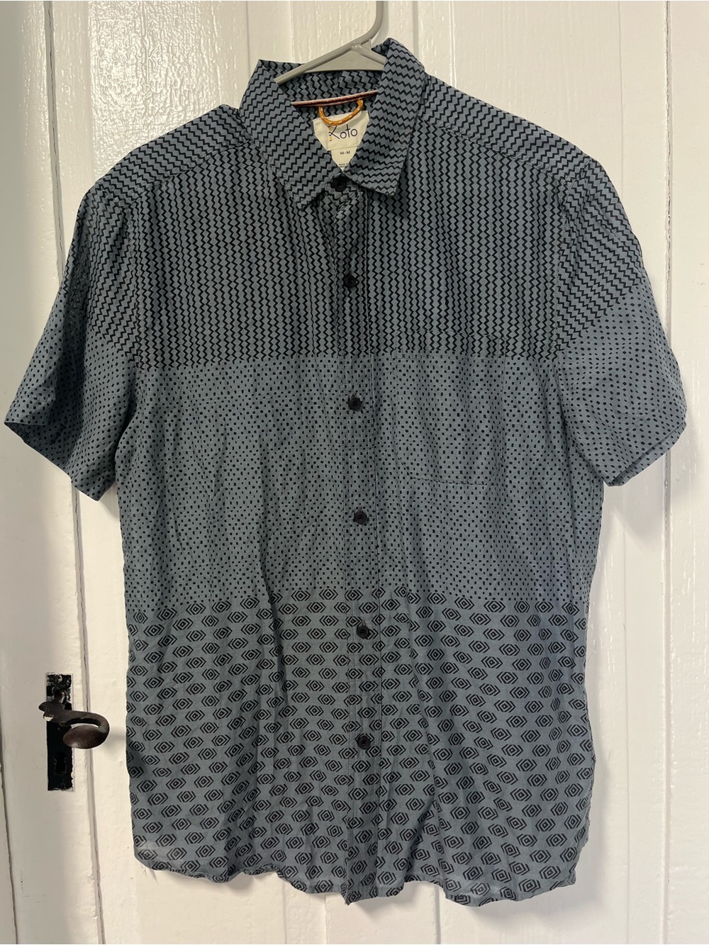 Koto Urban Outfitters Gray Cotton Geometric print Short sleeve shirt M